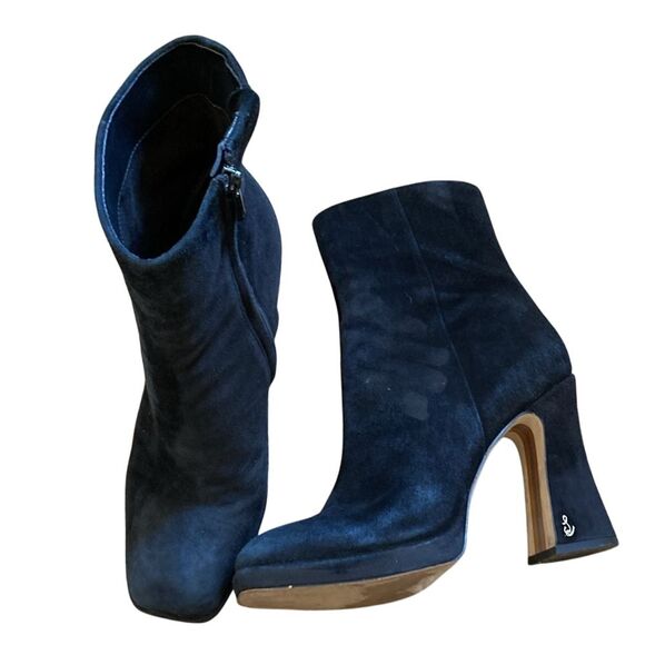 Sam Edelman Womens Jaye‎ Black Suede Leather Boot Size 8.5 Square Toe - Picture 1 of 16